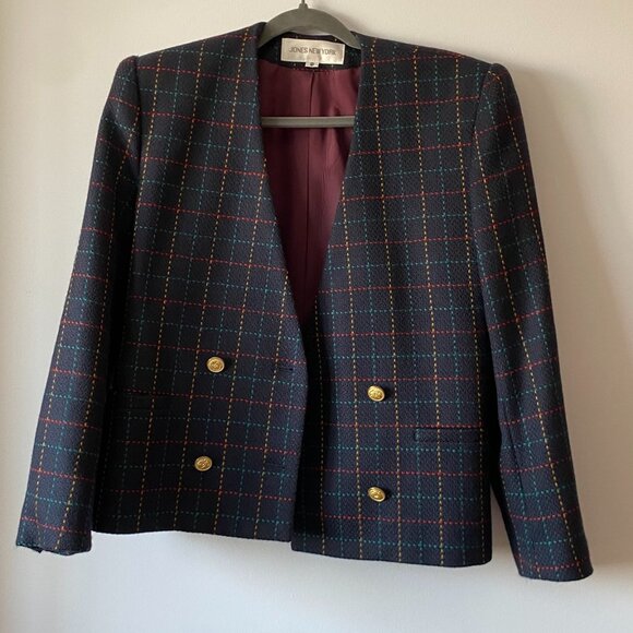 Vintage 100% Wool blazer Jones New York Size 8 Jacket. MADE IN CANADA - Picture 1 of 10